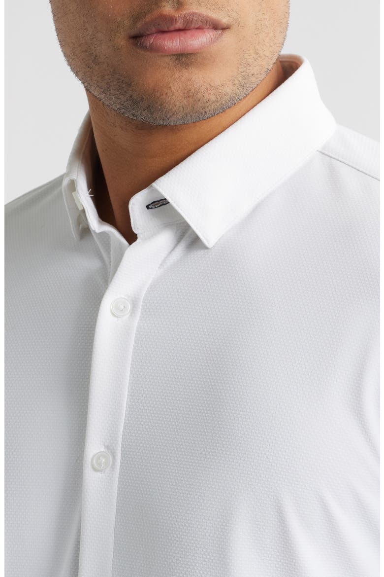 Halyard Trim Fit Solid Textured Knit Button-Up Shirt, Alternate, color, WHITE