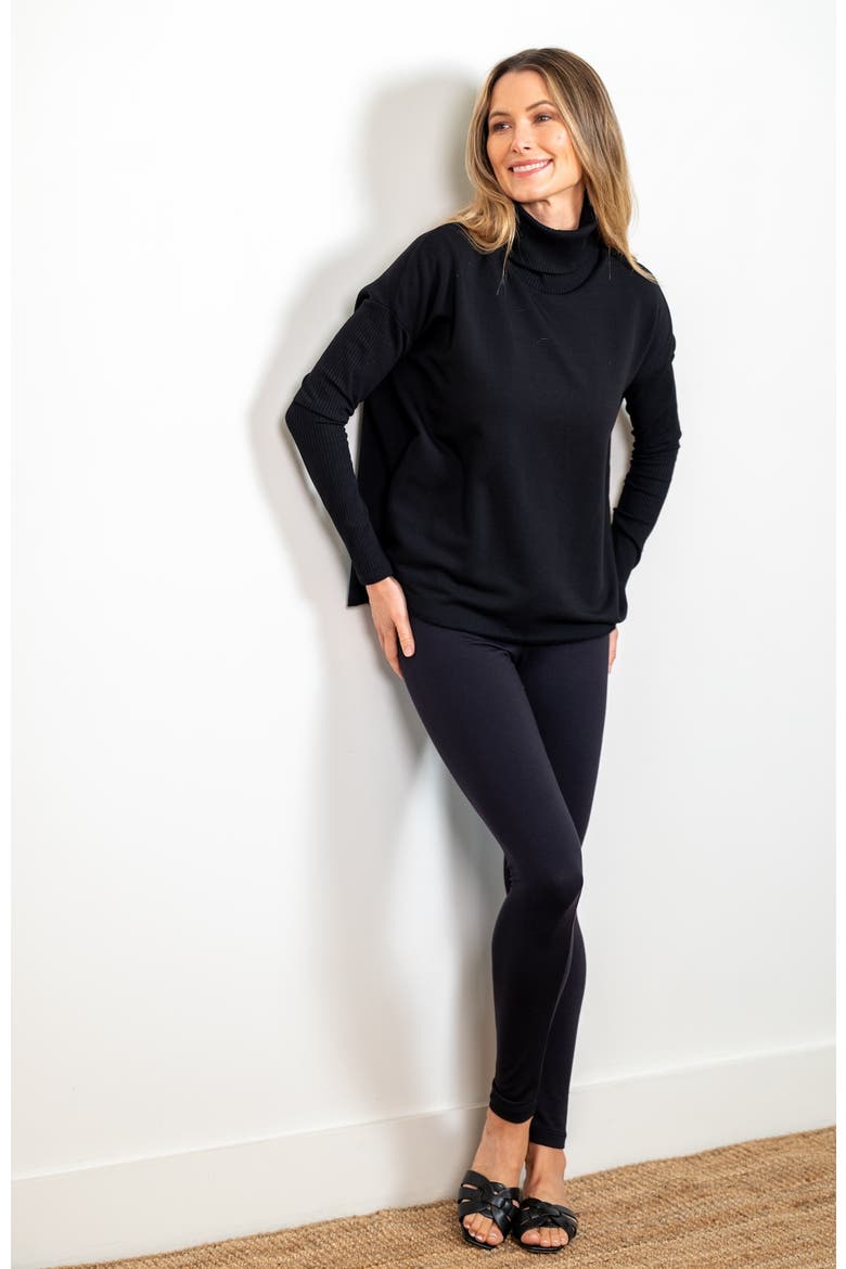 Light Hug® Bra-Free Fleece Turtleneck, Alternate, color, Black