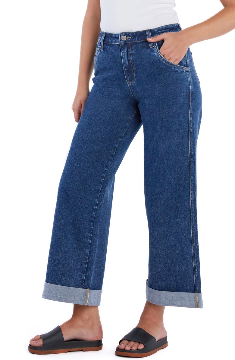 HINT OF BLU Luna High Waist Wide Leg Jeans, Alternate, color, Unity Blue