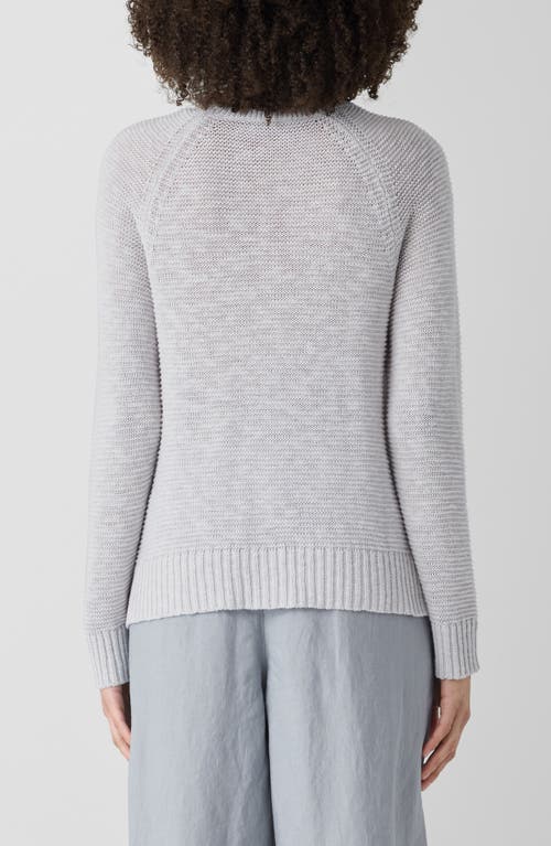 Eileen Fisher Crew Neck Raglan Sleeve Sweater Linen Cotton In Pearl