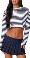EDIKTED Stripe Stretch Cotton Crop Top
