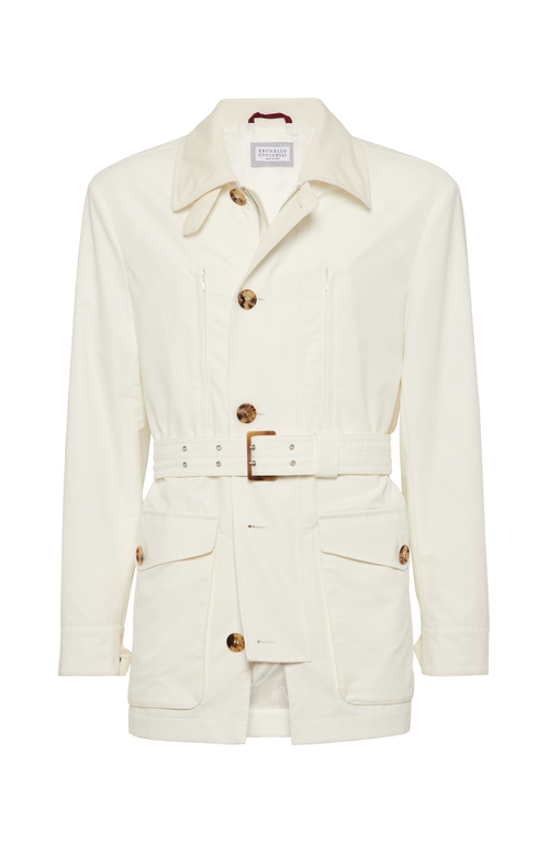 Brunello Cucinelli Water-resistant Belted Parka Jacket In Off-white