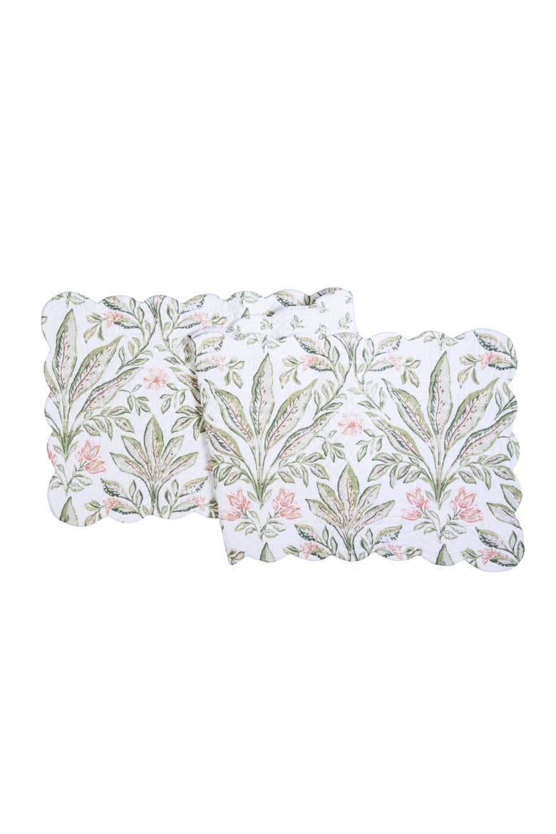Lana Palms Reversible Graphic Print Machine Washable Table Quilted Runner 14" x 51", Main, color, Green