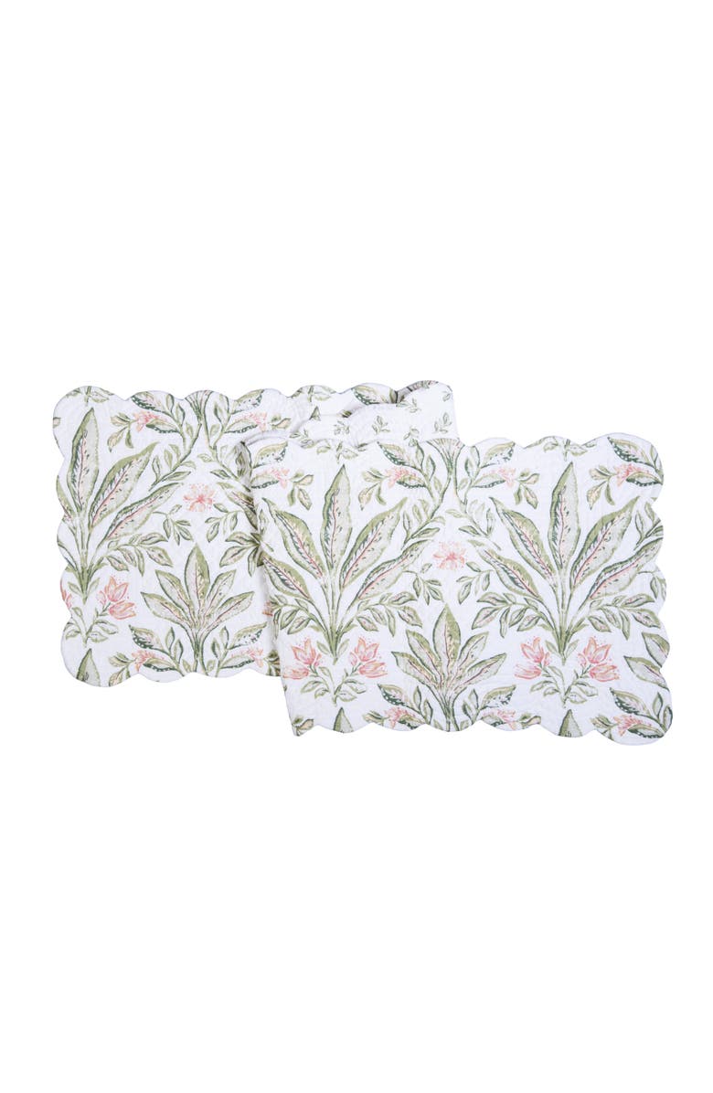 C&F Home Lana Palms Reversible Graphic Print Machine Washable Table Quilted Runner 14" x 51", Main, color, Green