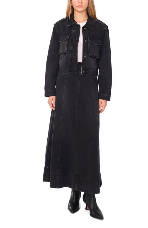 1.state Paneled Denim Maxi Skirt In Black