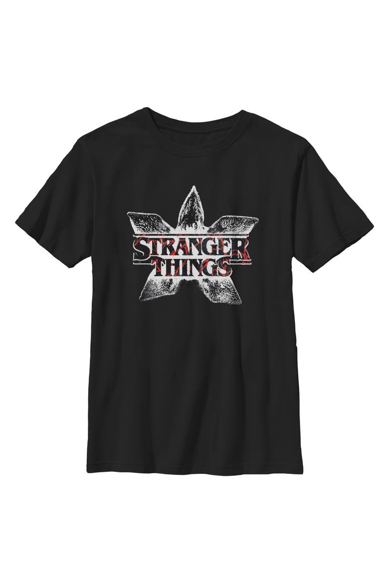Netflix Boys' Stranger Things Demogorgon Head Classic Logo T Shirt, Main, color, Black