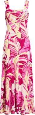 Vince Camuto Palm Print Tiered Maxi Dress