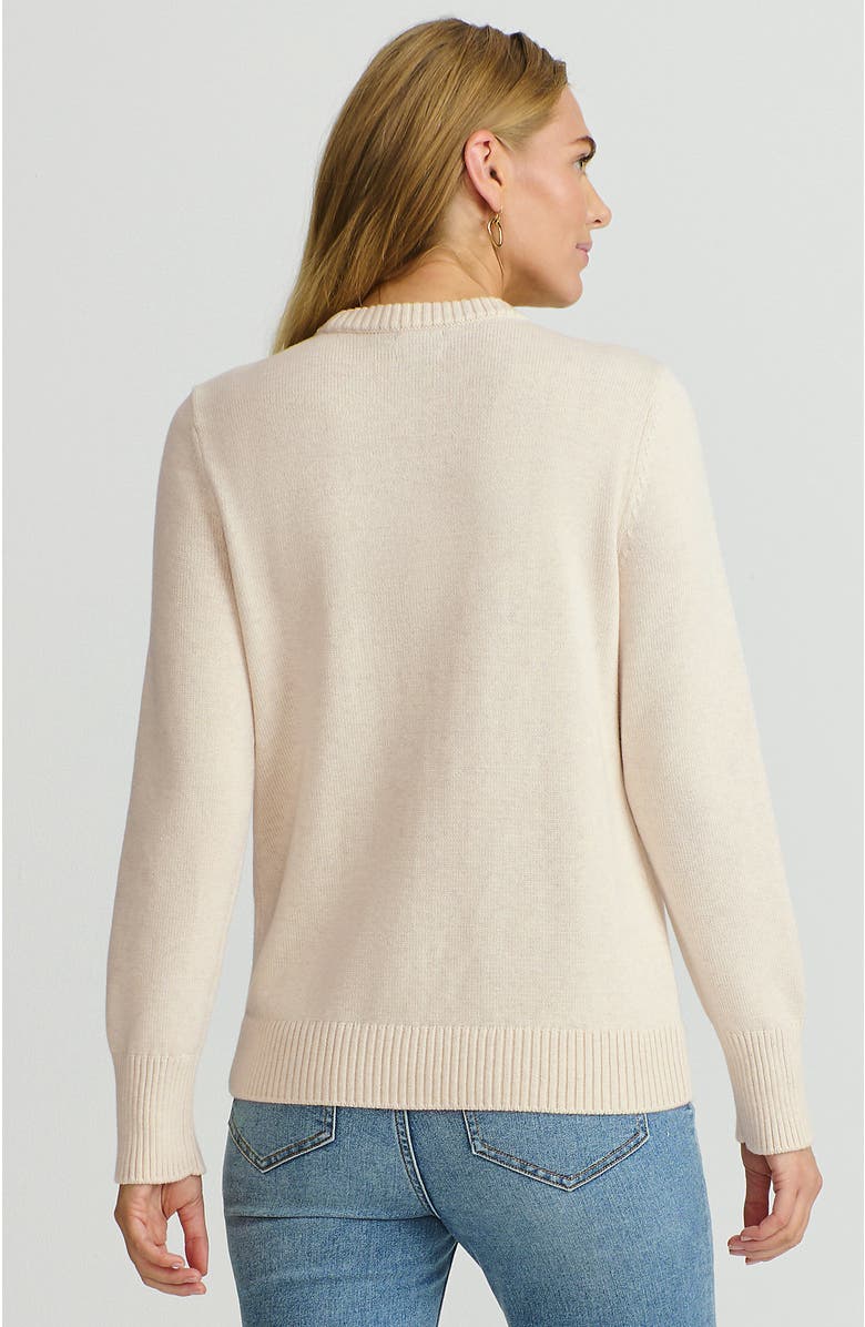 Lands' End Cotton Drifter Crew Neck Sweater - Embroidered, Alternate, color, Oatmeal Heather Flag