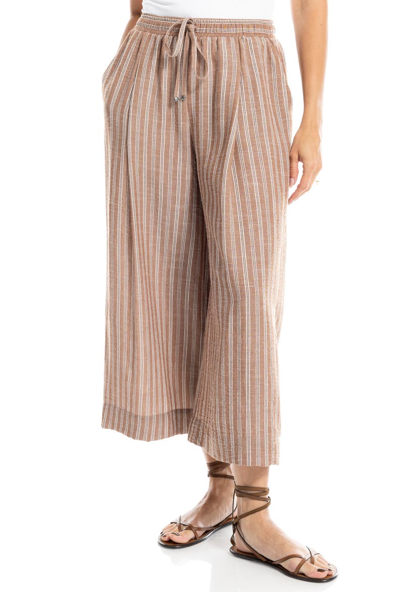 Striped Wide Leg Gaucho Pants, Alternate, color, MOCHA STRIPE