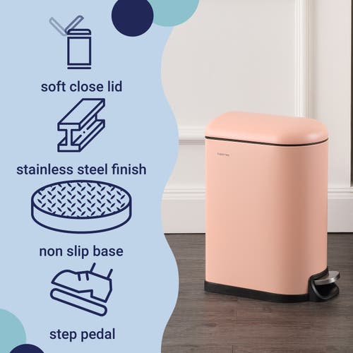 Happimess Roland Mini 2.6-gallon Step-open Trash Can In Flamingo Pink