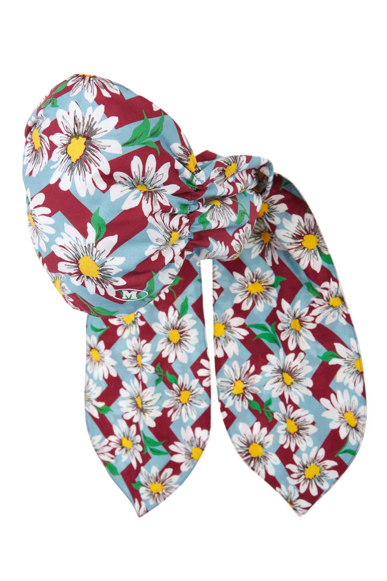 Zigzag & Daisy Print Scarf Face Mask, Main, color, TURQ RED