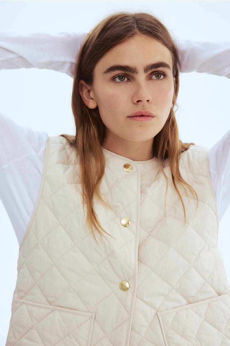 Quilted Gilet, Main, color, Light beige
