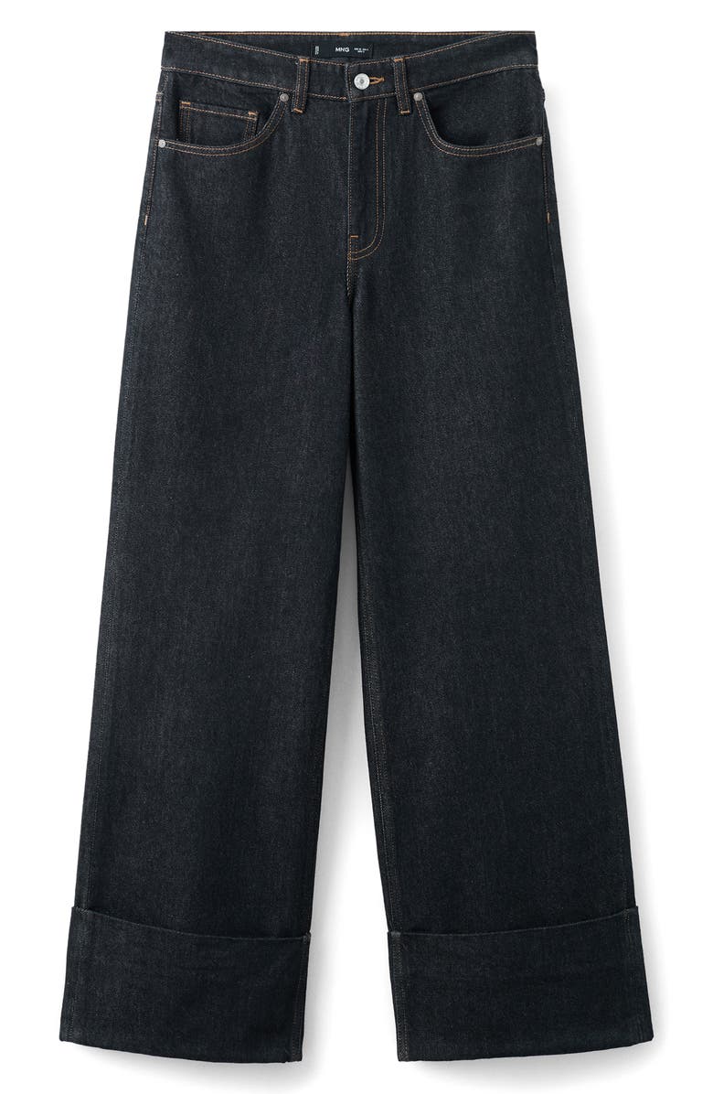 MANGO Rolled Hem Straight Leg Jeans, Alternate, color, Open Blue