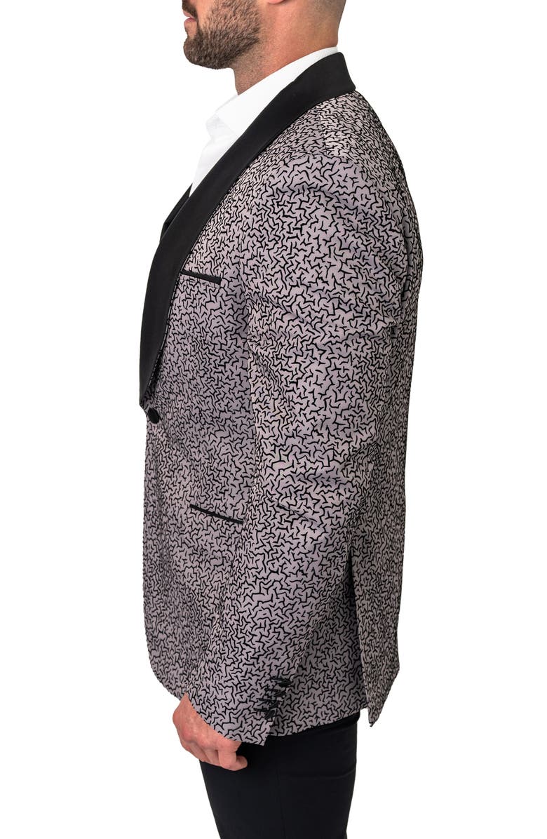 Maceoo Ceremonial Grey Flocked Shawl Collar Dinner Jacket, Alternate, color, Grey