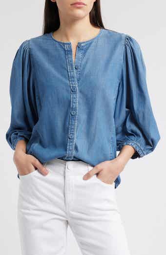Madewell Puff Sleeve Denim Button-Up Top