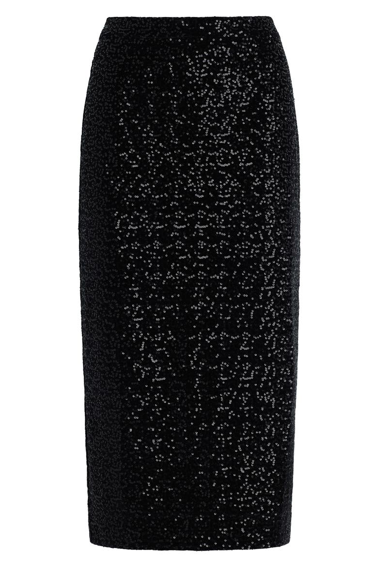 The Out of Your League Sequined Midi Skirt, Alternate, color, PARTY BLACK