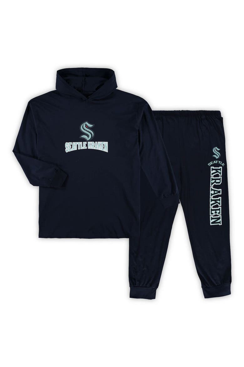 Men's Concepts Sport Deep Sea Blue Seattle Kraken Big & Tall Pullover Hoodie & Joggers Sleep Set, Alternate, color, Navy