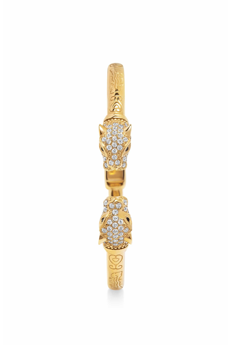 Gold CZ Feminine Panther Bangle, Alternate, color, Gold