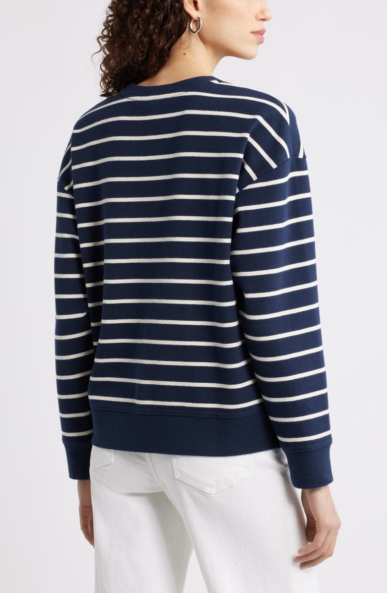Caslon<sup>®</sup> Stripe Pullover Sweatshirt, Alternate, color, Navy Still Ivory Gentry Stripe