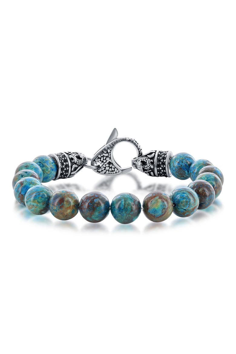 Stainless Steel Apatite Beaded Bracelet, Main, color, BLUE