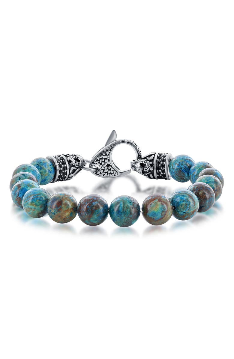 BLACKJACK Stainless Steel Apatite Beaded Bracelet, Main, color, Blue