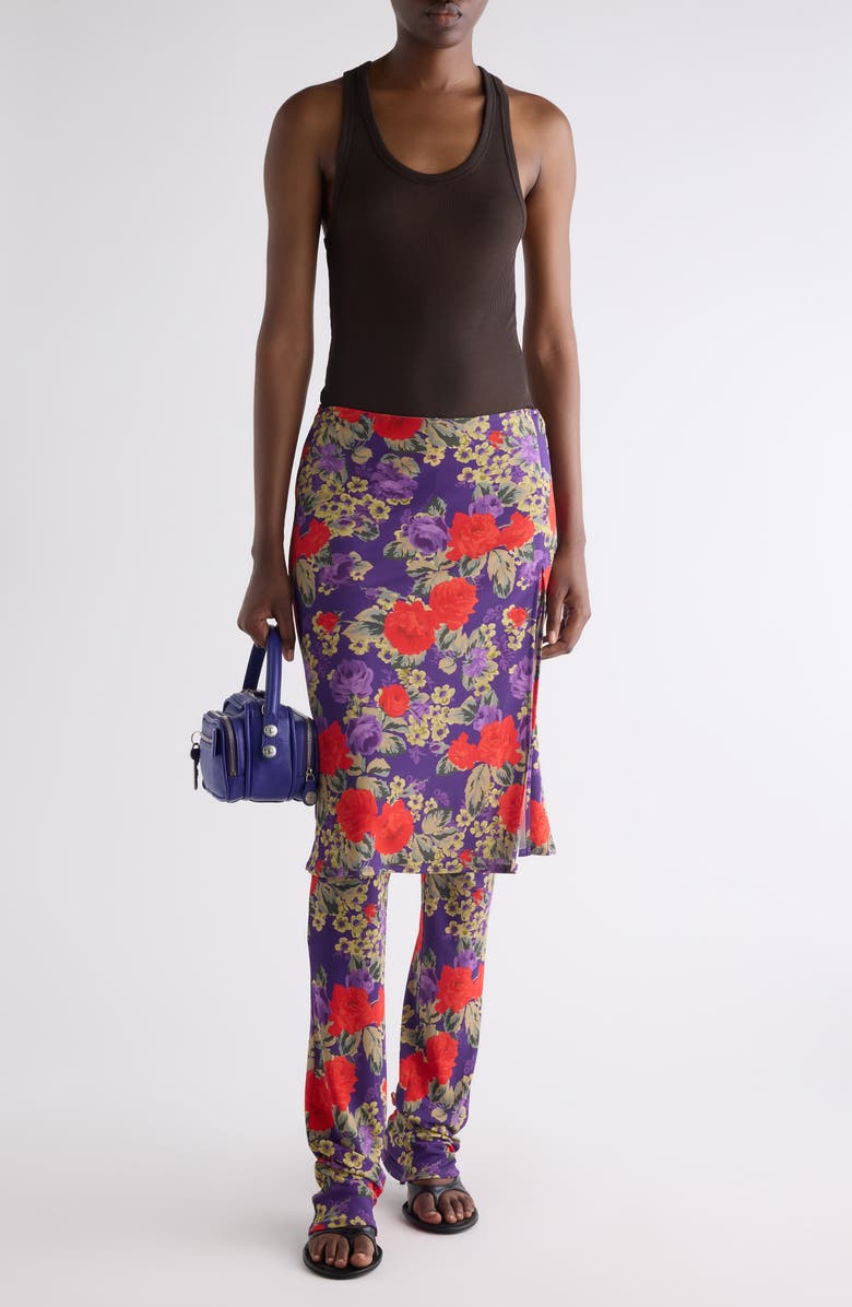 Acne Studios Floral Layered Knit Pants, Alternate, color, Multi Purple