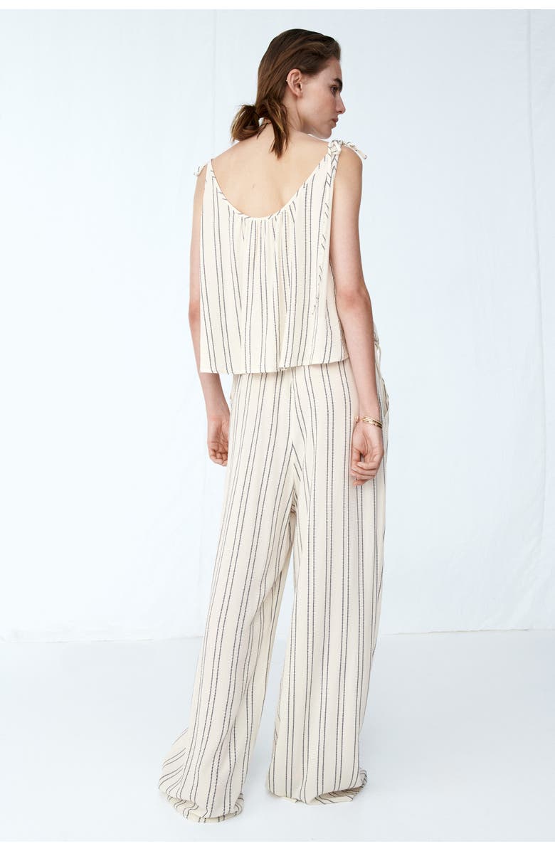 H&M Oversized Tie-strap Top, Alternate, color, Light Beige/Striped