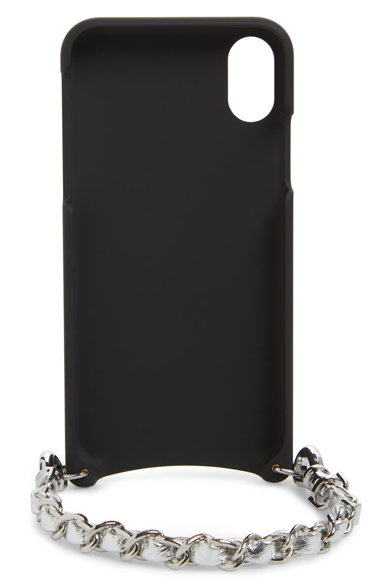 Lucy Faux Leather iPhone X/Xs Wristlet Case, Alternate, color, SILVER/ SILVER