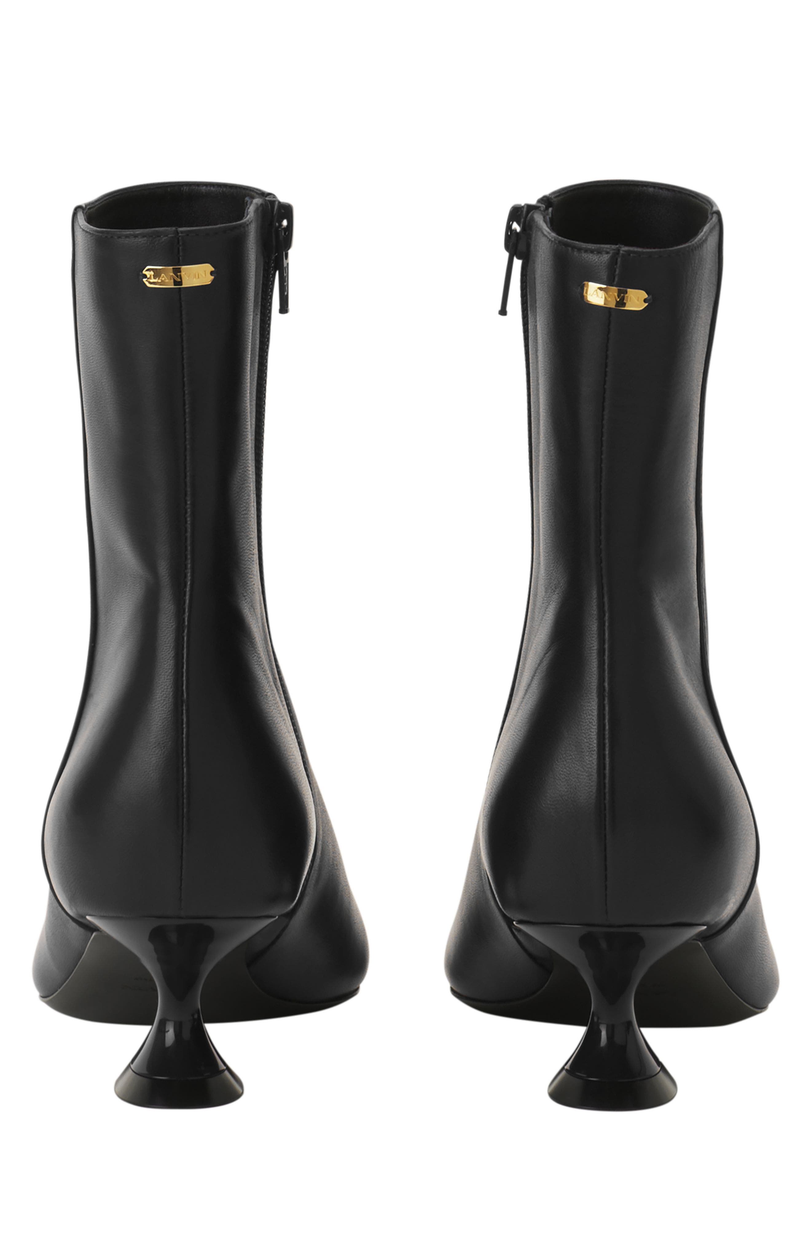 Lanvin Midnight Step Leather Ankle Boot, Alternate, color, Black