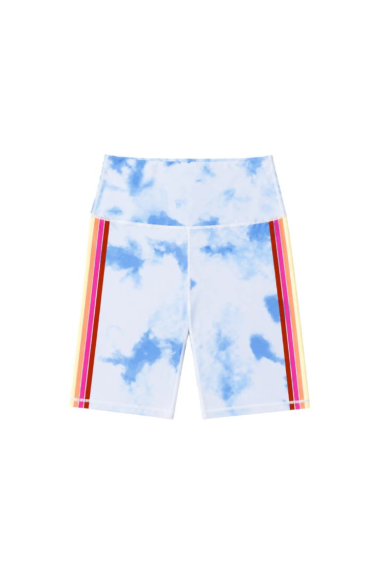 Big Kid Printed Cloud Activewear Bike Shorts, Main, color, Blue Multi