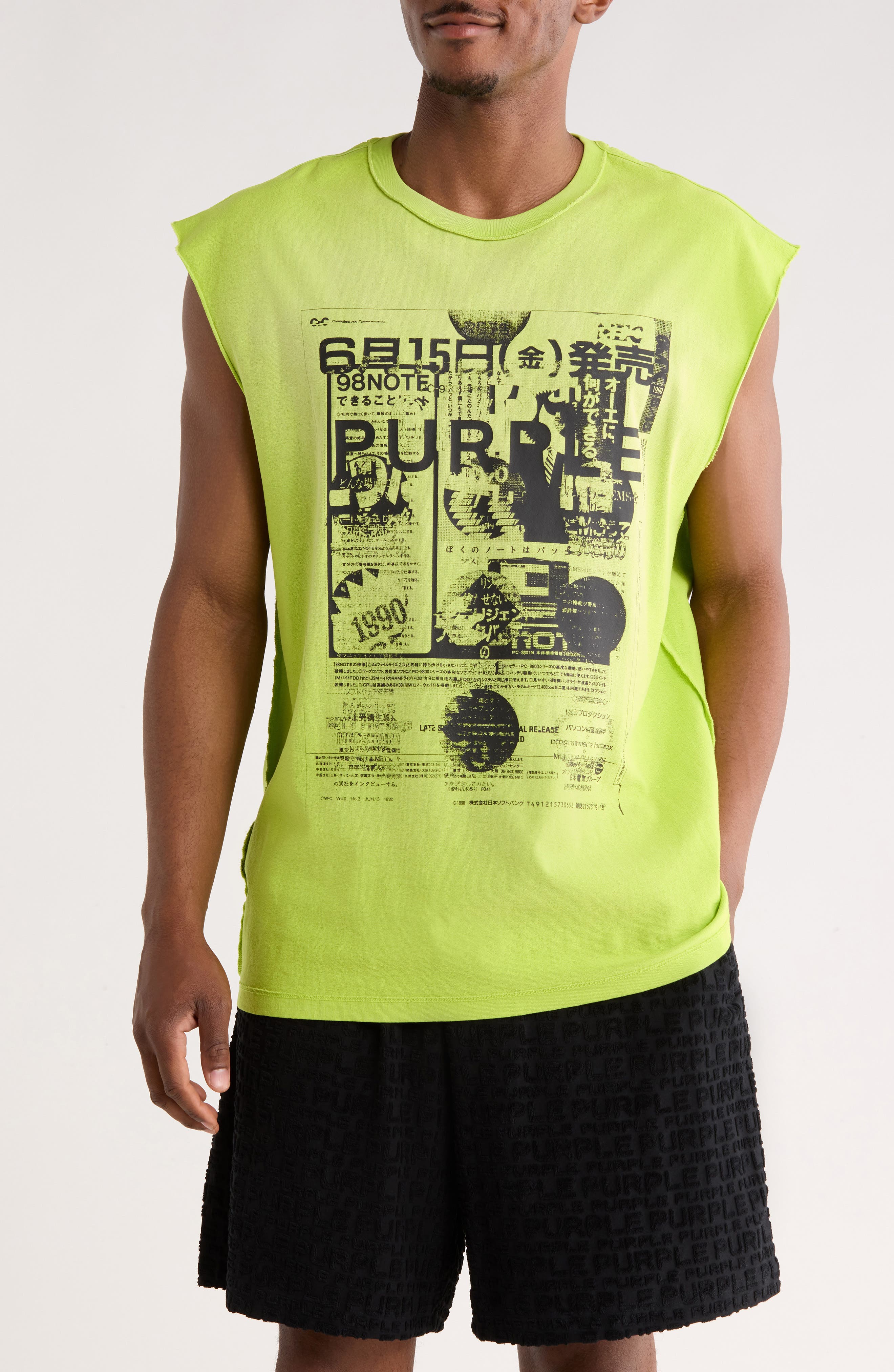 PURPLE BRAND Textured Jersey Graphic Tank