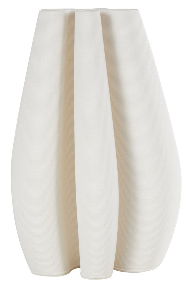 Fluted Ceramic Vase, Alternate, color, WHITE