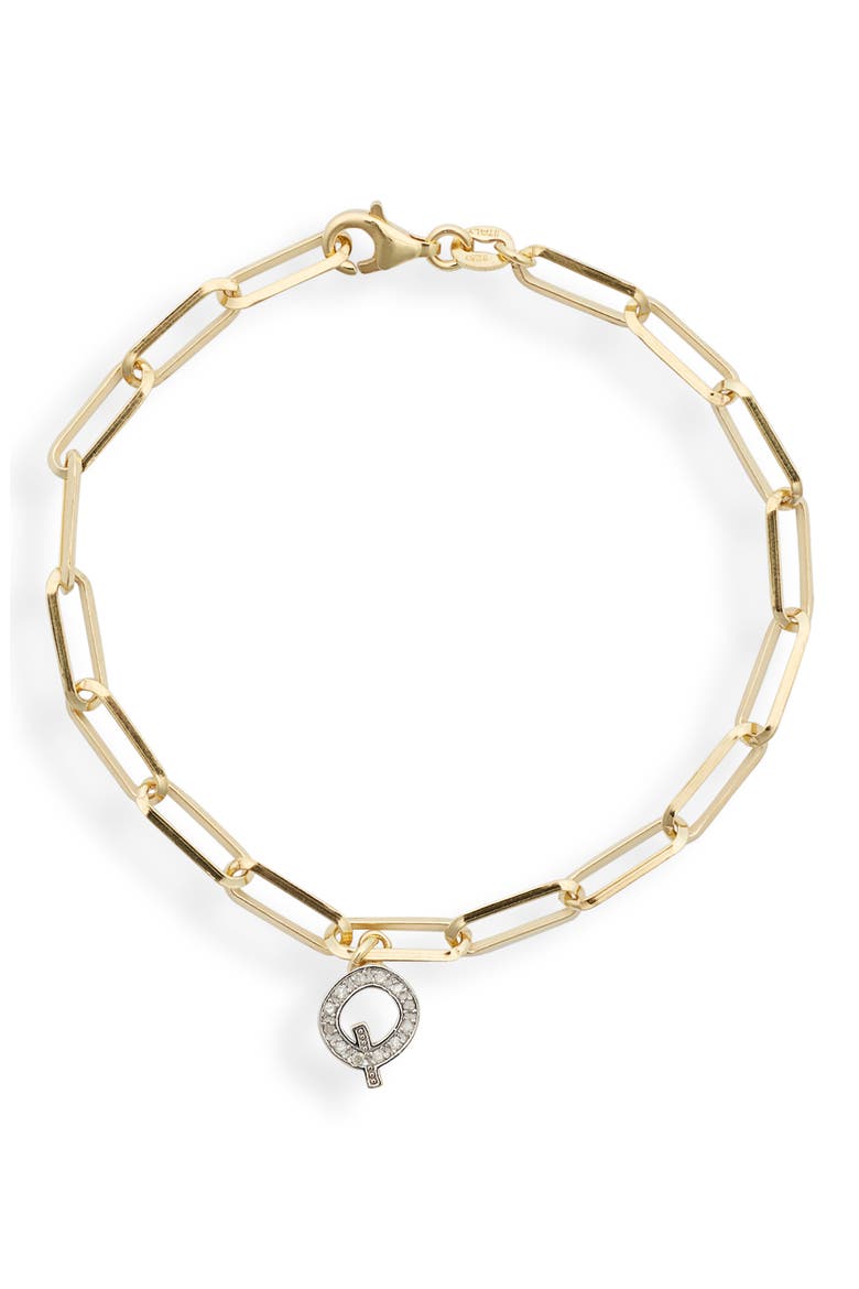 Diamond Initial Charm Bracelet, Main, color, YELLOW-Q