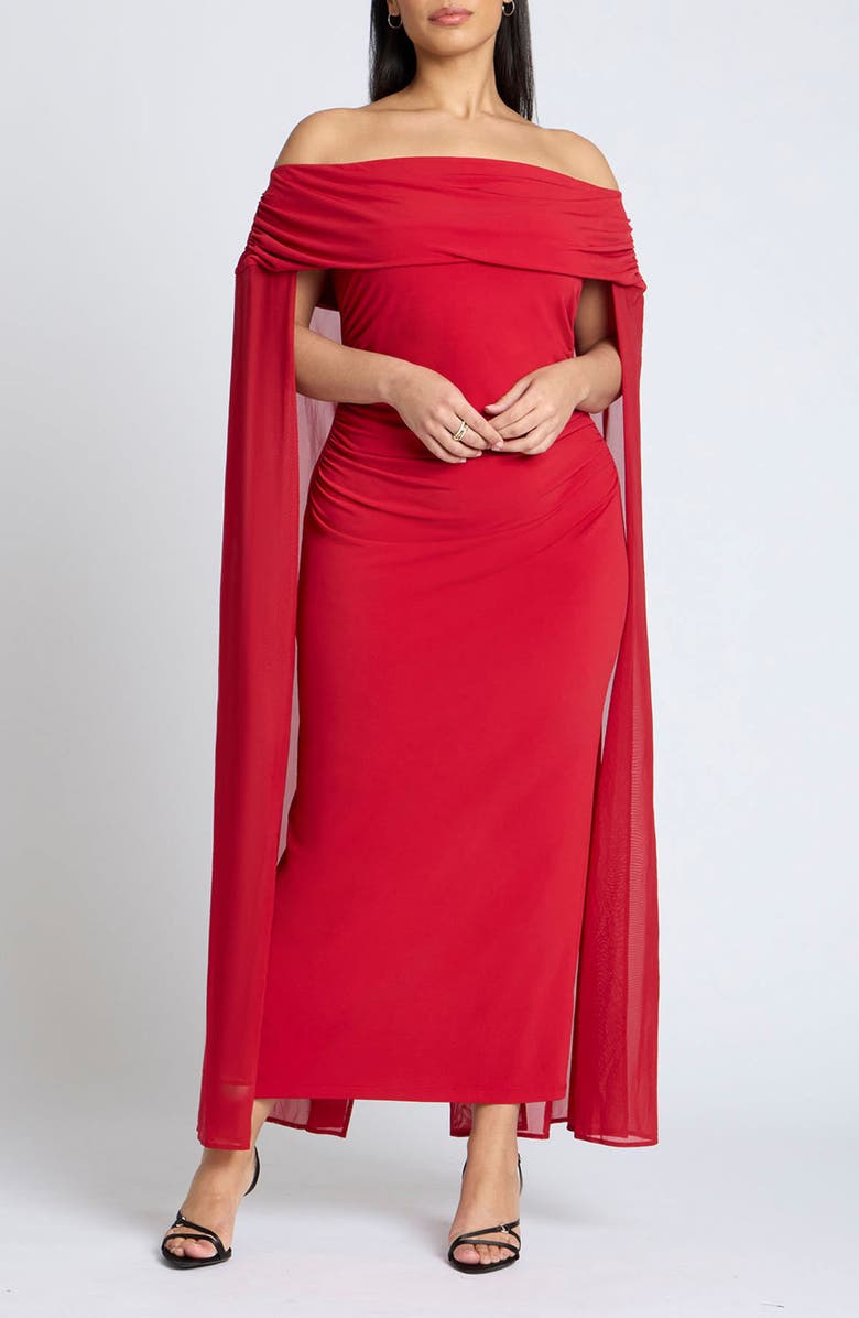 ELOQUII Off the Shoulder Cape Dress, Main, color,