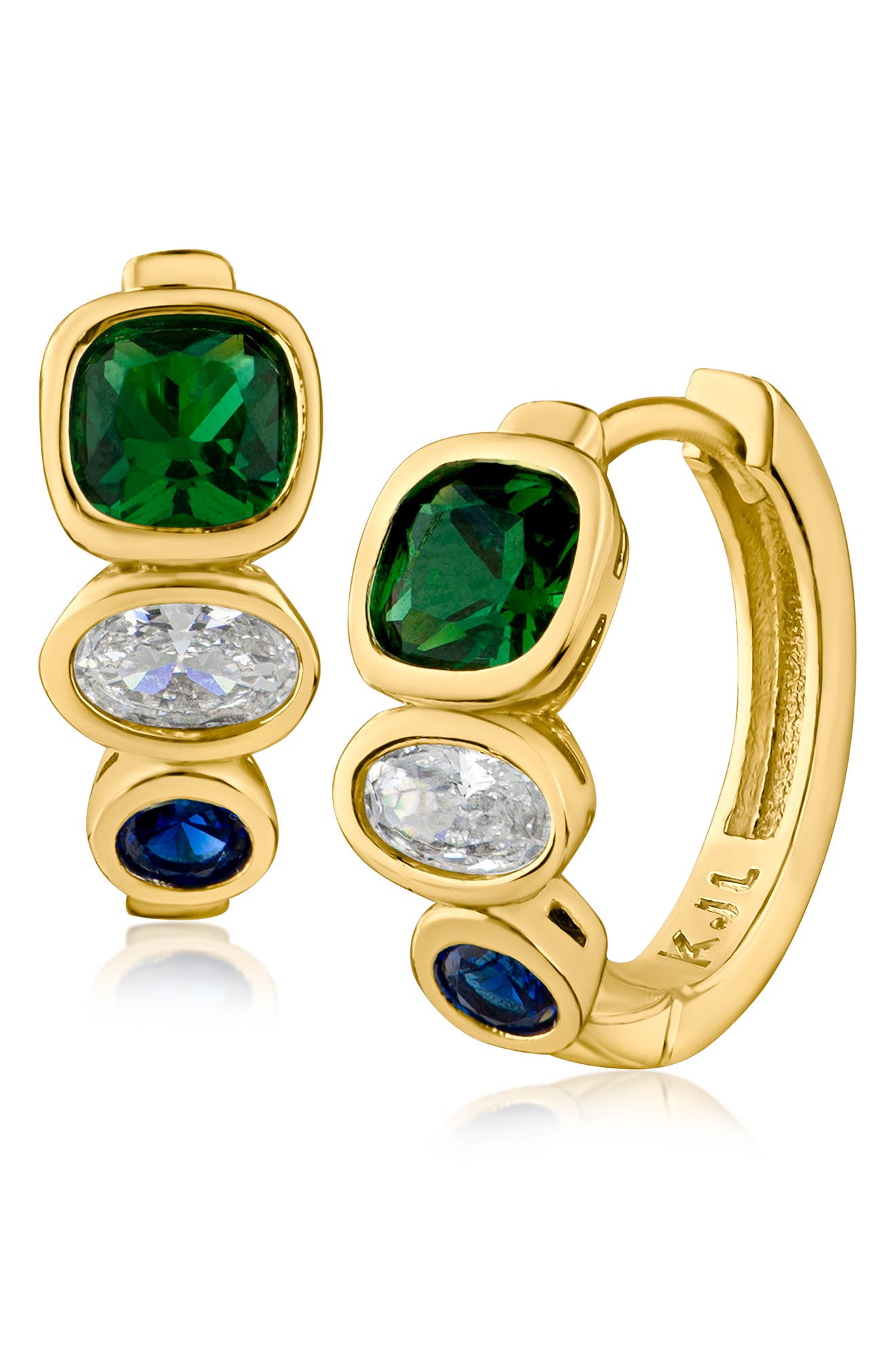 CZ by Kenneth Jay Lane Mixed CZ Huggie Hoop Earrings