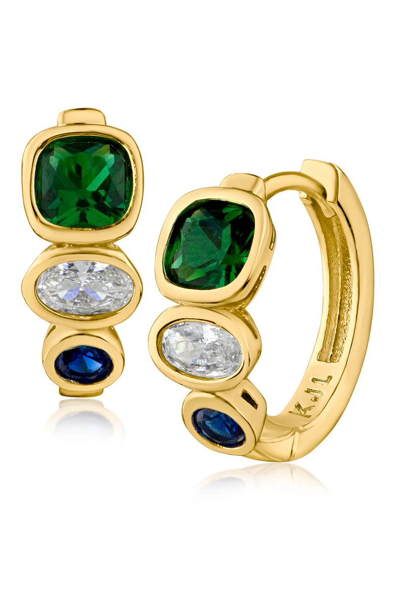 Mixed CZ Huggie Hoop Earrings, Main, color, MULTI/ GOLD