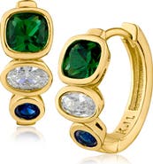 CZ by Kenneth Jay Lane Mixed CZ Huggie Hoop Earrings