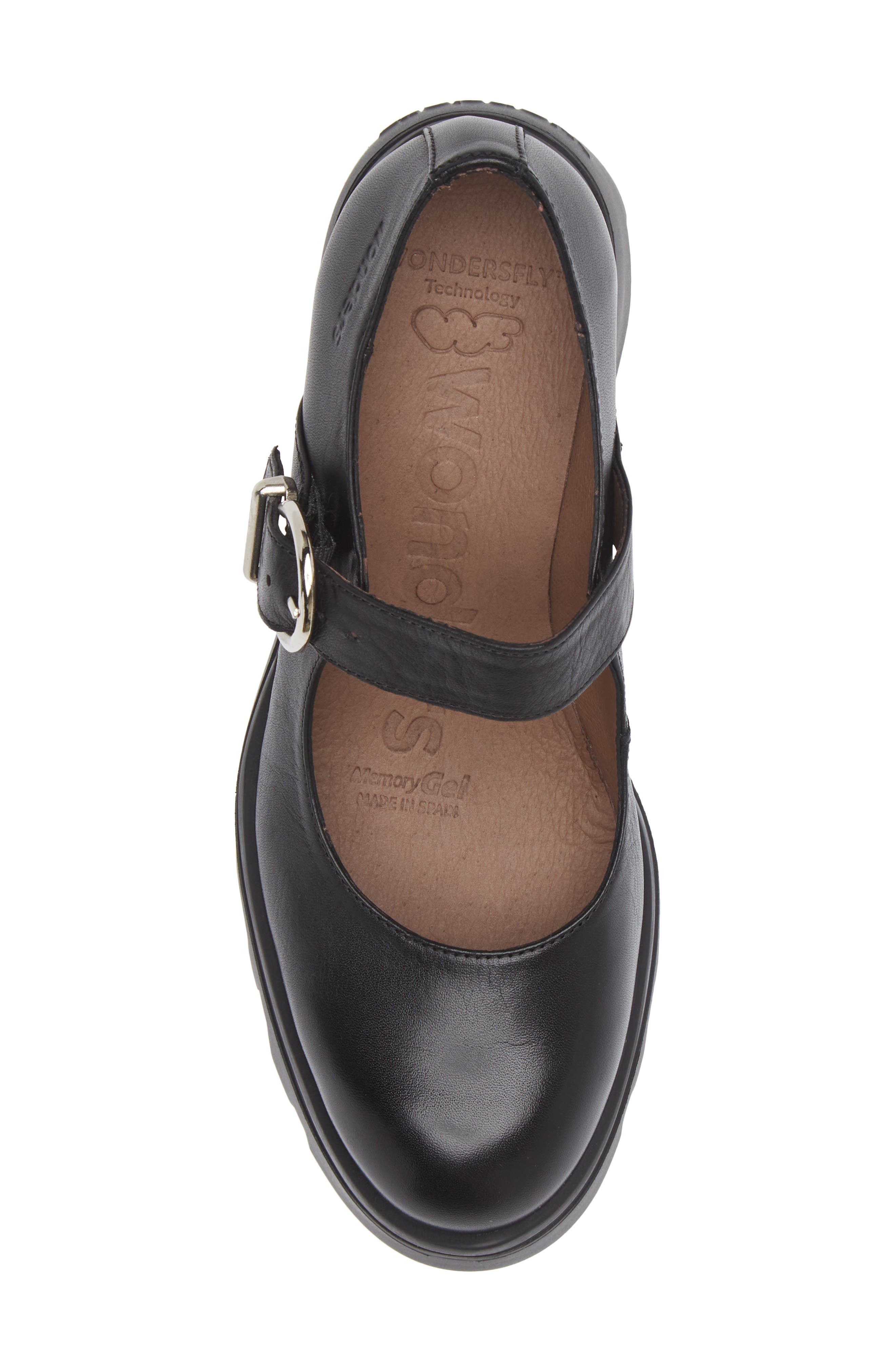 Wonders Wedge Mary Jane, Alternate, color, Black Leather