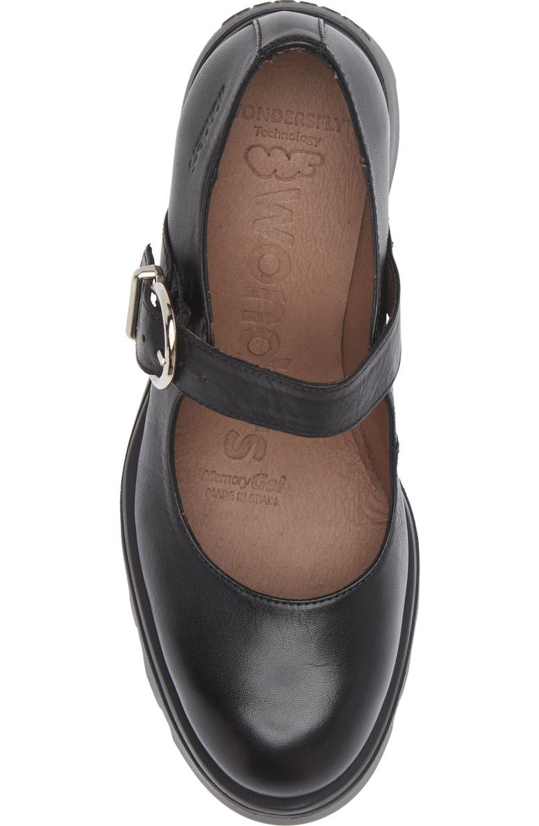 Wonders Wedge Mary Jane, Alternate, color, Black Leather
