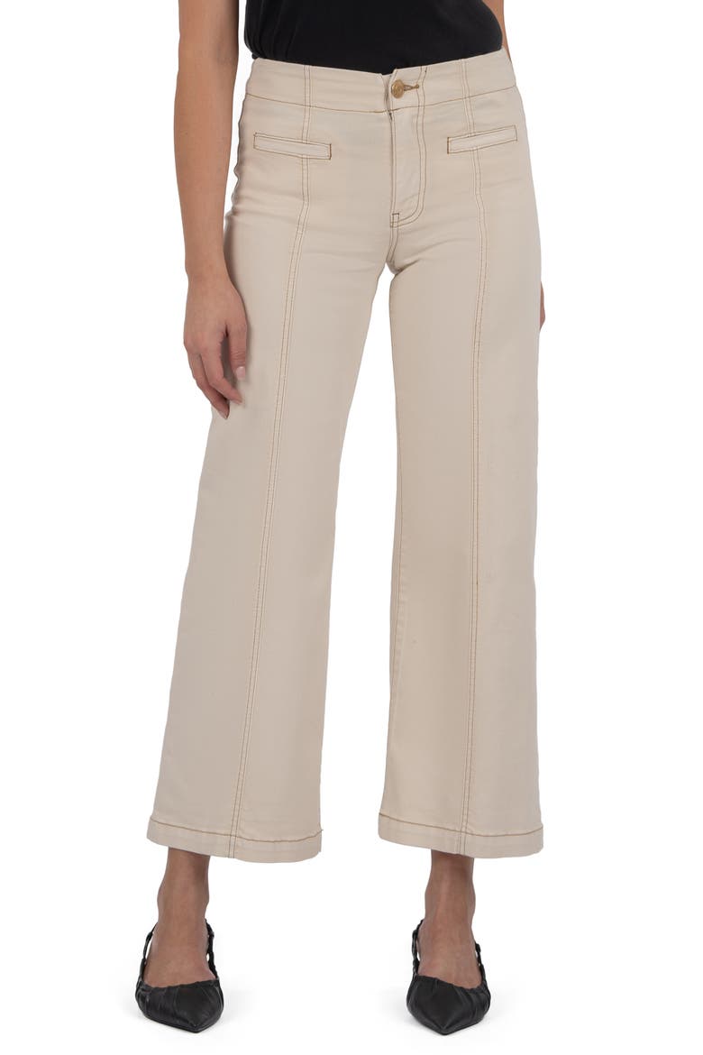 Meg Seamed High Waist Ankle Wide Leg Pants, Main, color, CANVAS