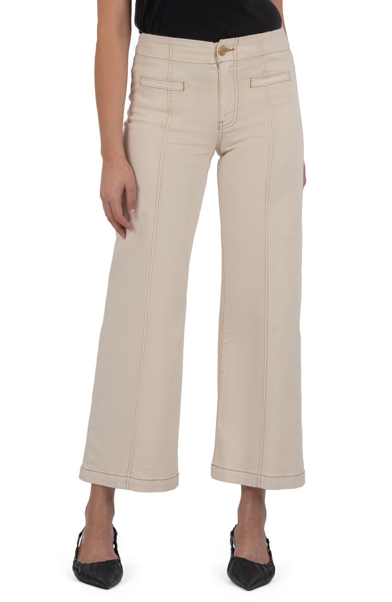 KUT from the Kloth Meg Seamed High Waist Ankle Wide Leg Pants, Main, color, Canvas