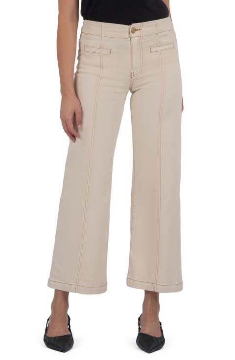 Meg Seamed High Waist Ankle Wide Leg Pants