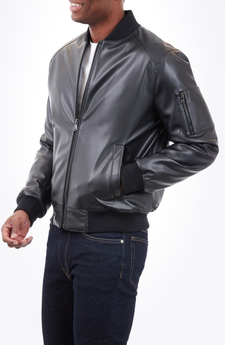 Michael Kors Keith Faux Leather Bomber Jacket, Alternate, color, Black