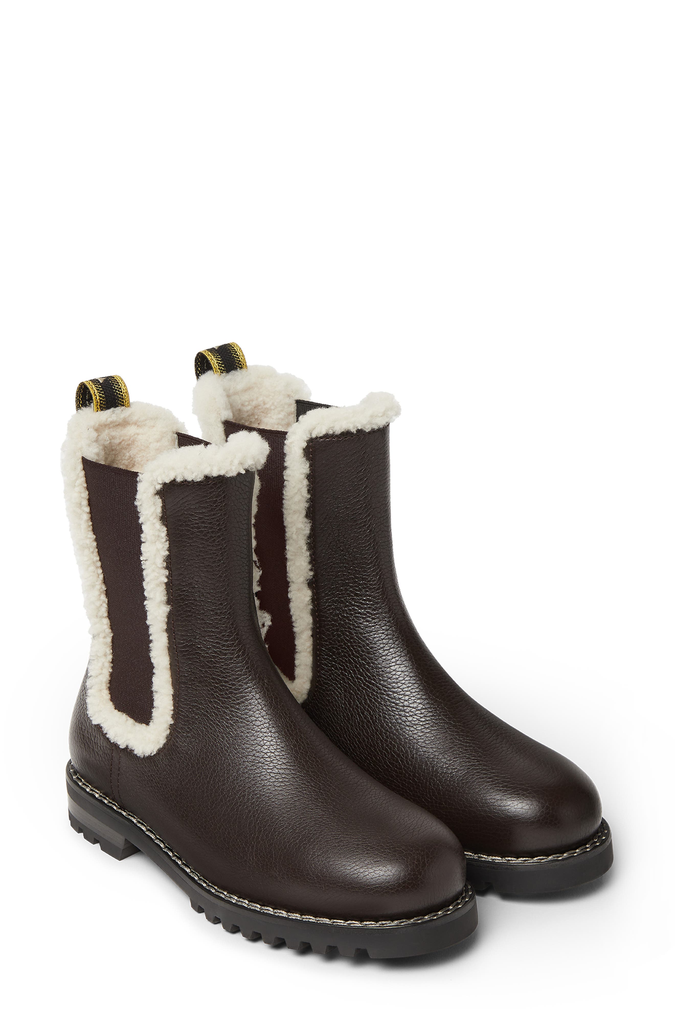 Genuine Shearling Chelsea Boot, Alternate, color, BROWN LATTE