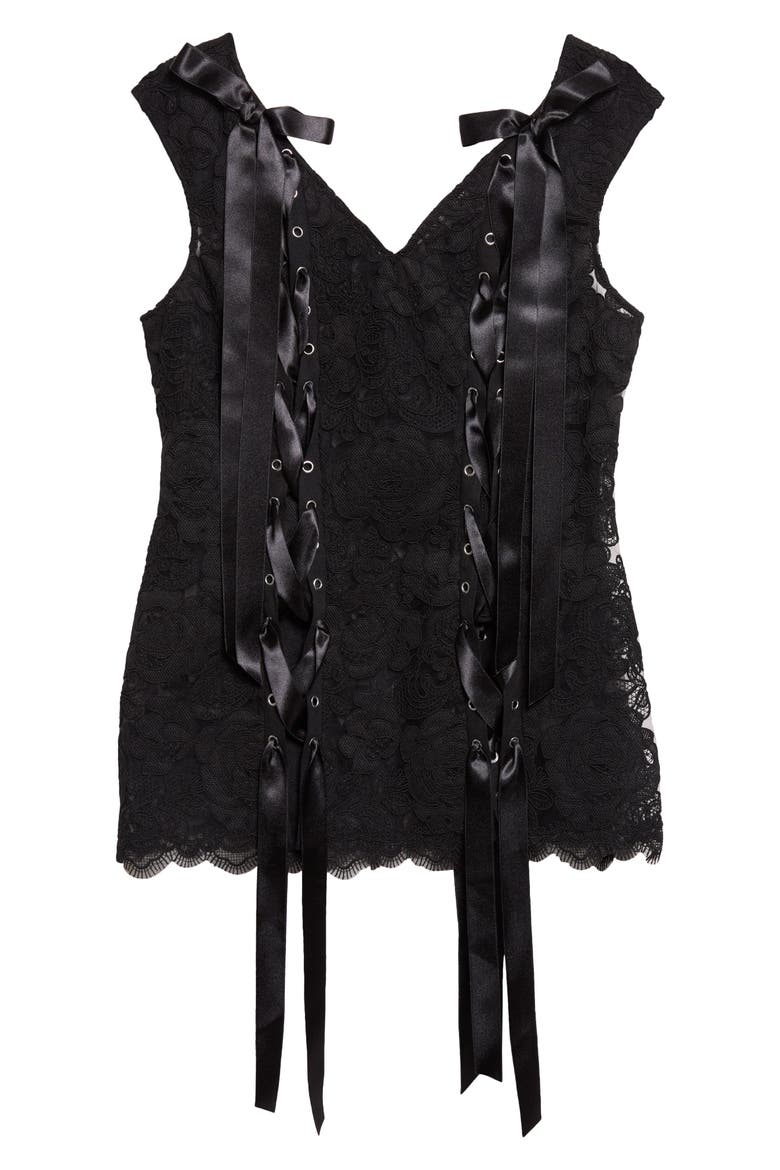 Unraveling Ribbon Portrait Top, Alternate, color, BLACK