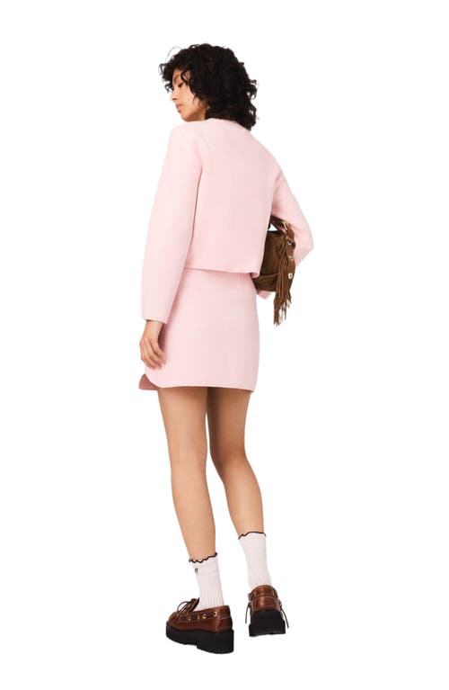 Maje Short Topstitched Knit Skirt In Pink