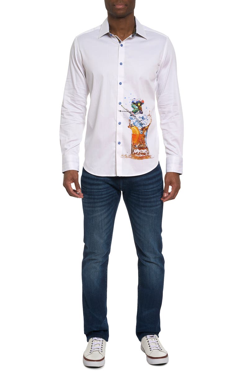Robert Graham Après Ski Stretch Cotton Graphic Button-Up Shirt, Alternate, color, 