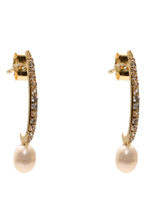 Pavé Faux Pearl Drop Earrings