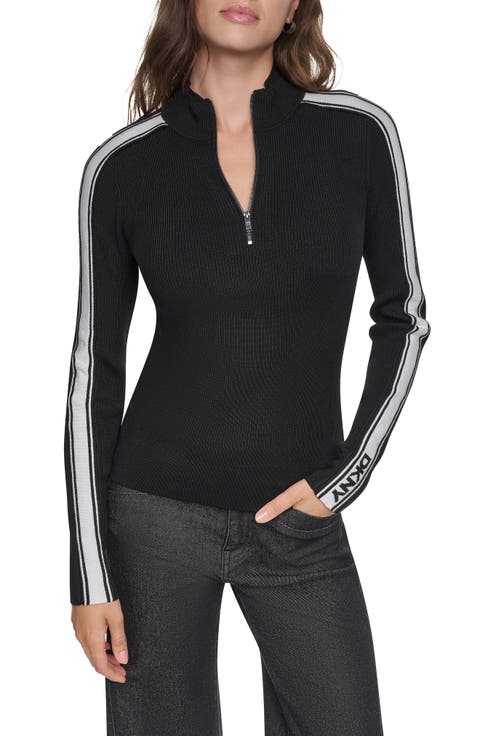 Logo Tape Quarter Zip Sweater