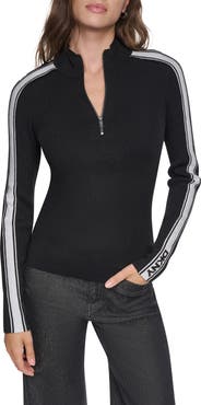 DKNY Logo Tape Quarter Zip Sweater